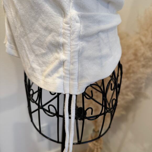 Lululemon Side-Cinch Ribbed Cardigan Bone Size 4 Long Sleeve Minimalist Cropped - Picture 9 of 10